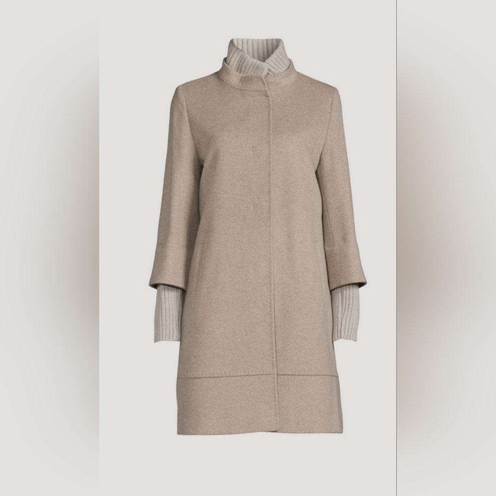 CINZIA ROCCA Wool Coat With Knitted Neck & Sleeves